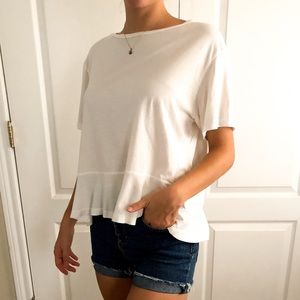 White flowy short sleeve top